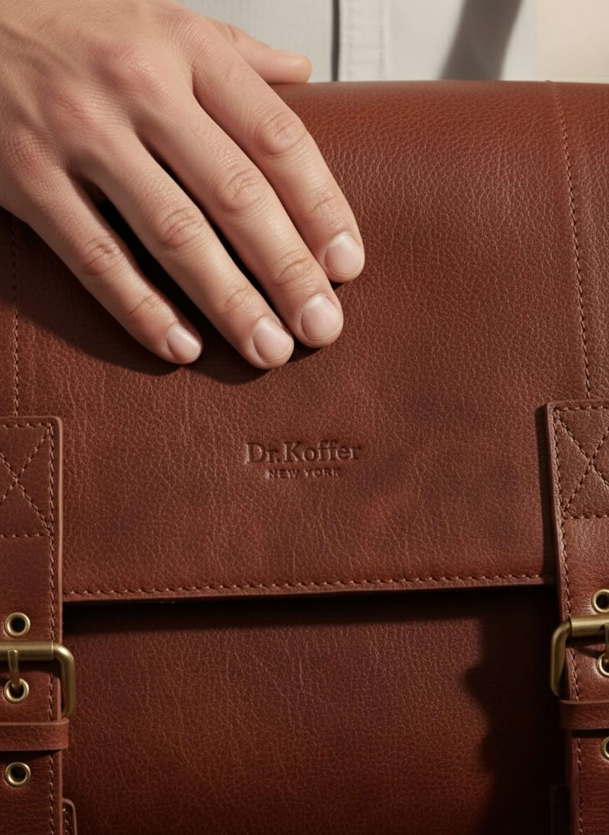 Портфель Dr.Koffer из натуральной кожи светло-коричневый