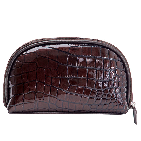Оригинальная темно-коричневая косметичка из лакированной кожи Dr.Koffer X510220-24-09