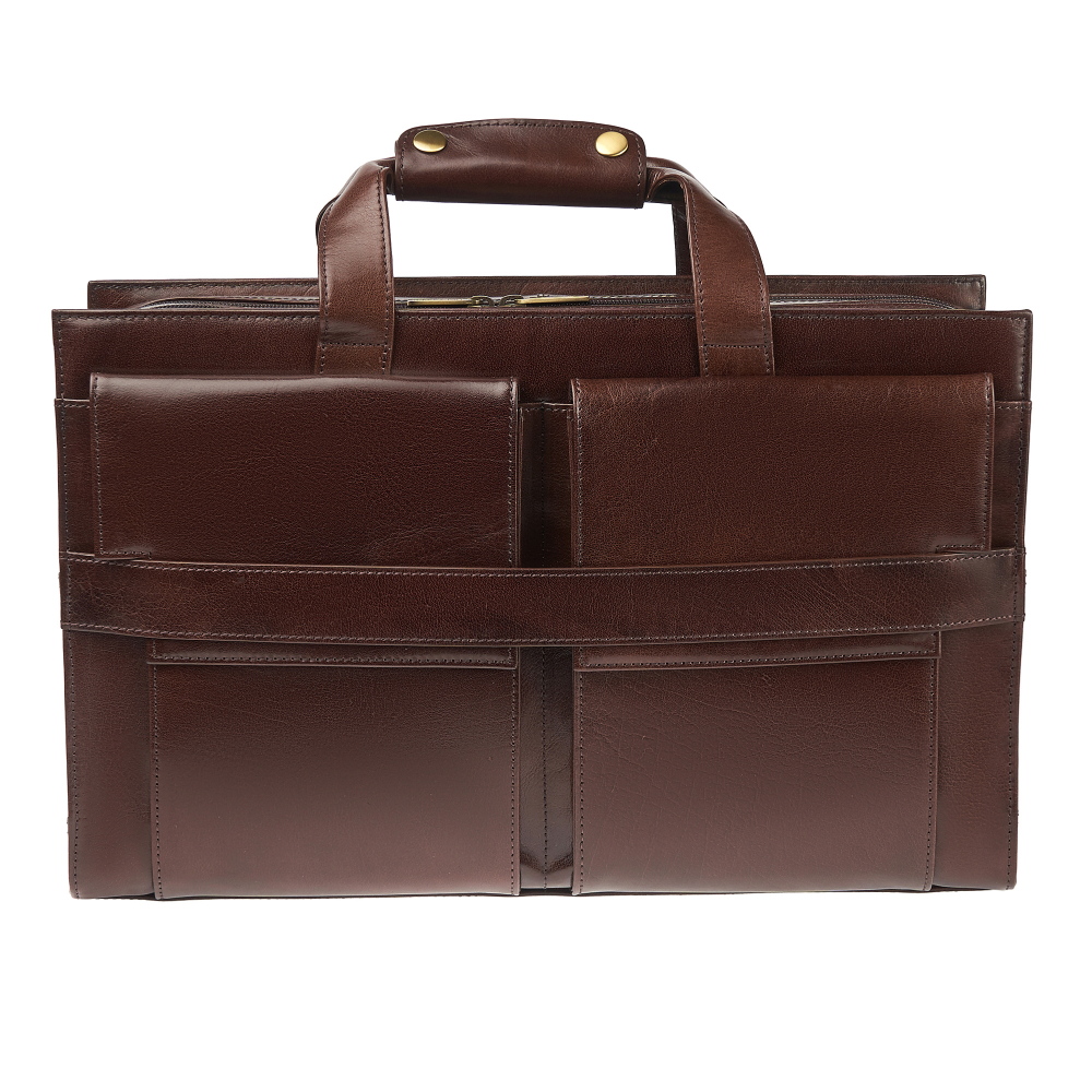 Деловая сумка Dr.Koffer из натуральной кожи темно-коричневая