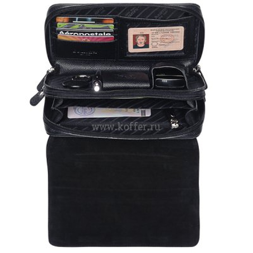 Мужская сумка визитка из натуральной кожи черного цвета Dr.Koffer B402499-141-04