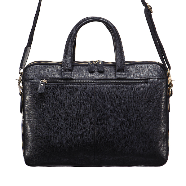 Мужская сумка-портфель черного цвета со съемным плечевым ремнем Dr.Koffer T6675-7-04