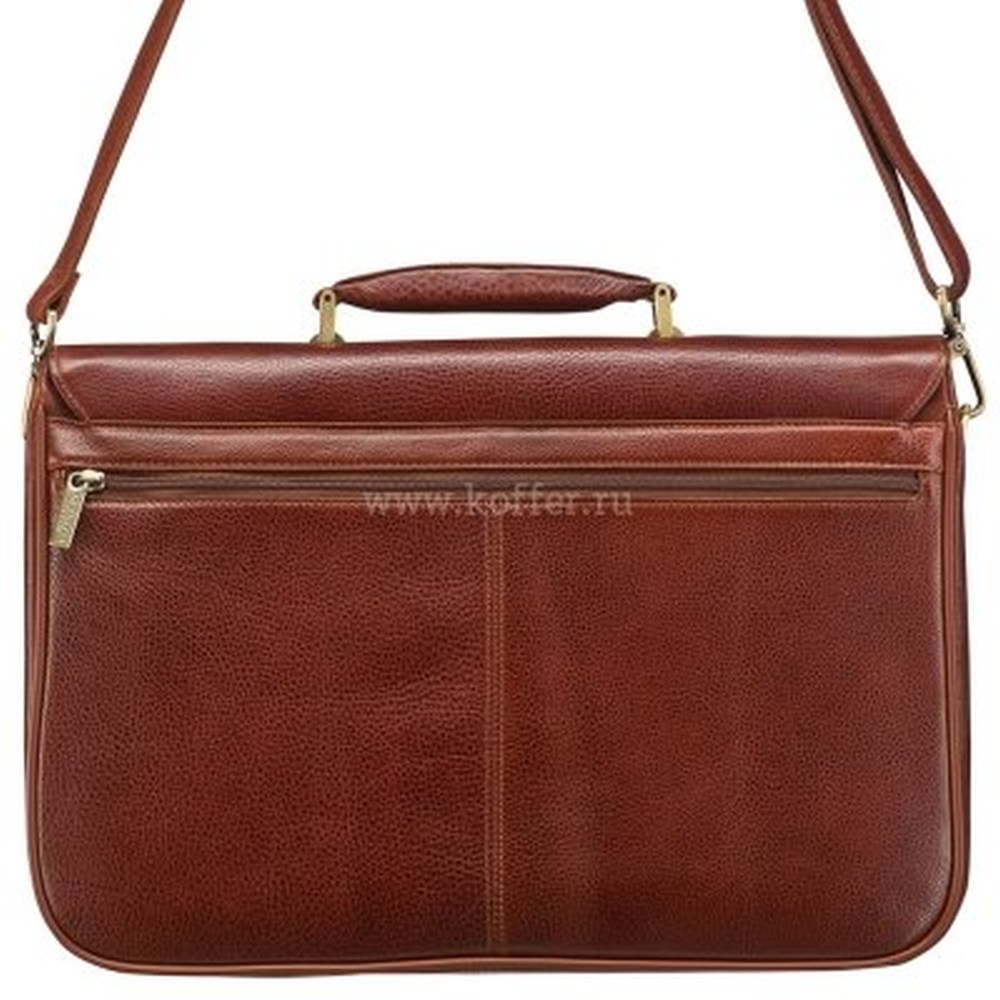 Вместительный мужской портфель с вкладышем для ноутбука и плечевым ремнем на карабинах (коричневого цвета) Dr.Koffer B216190-02-05