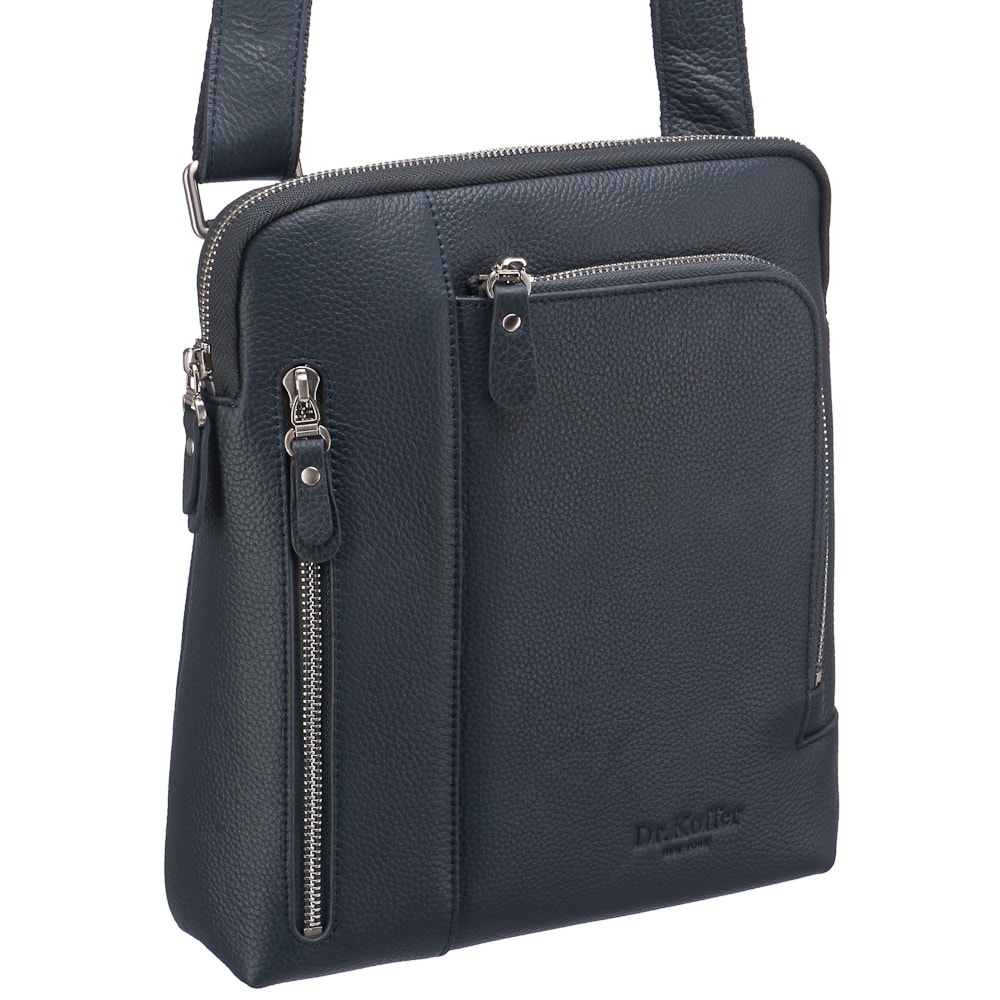 Сумка через плечо Dr.Koffer из натуральной кожи синяя