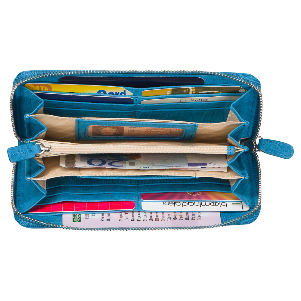 Портмоне Dr.Koffer из натуральной кожи голубое