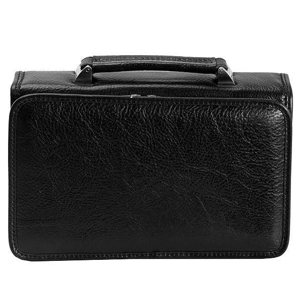 Мужская сумка-визитка из черной кожи с распашной секцией на круговой молнии Dr.Koffer B402309-02-04