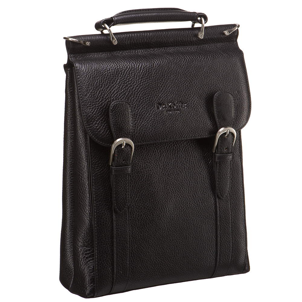 Винтажная сумка-планшет черного цвета с двумя замками Dr.Koffer P4253-2-4