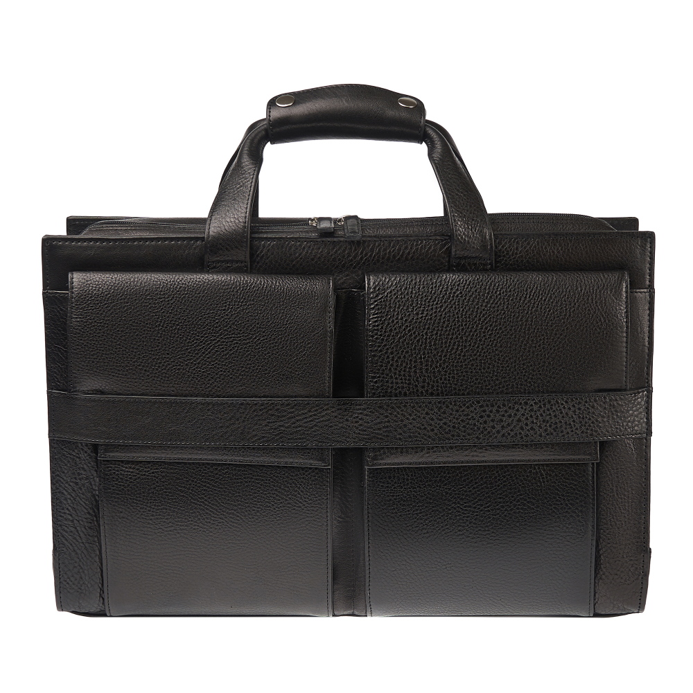 Деловая сумка Dr.Koffer из натуральной кожи черная