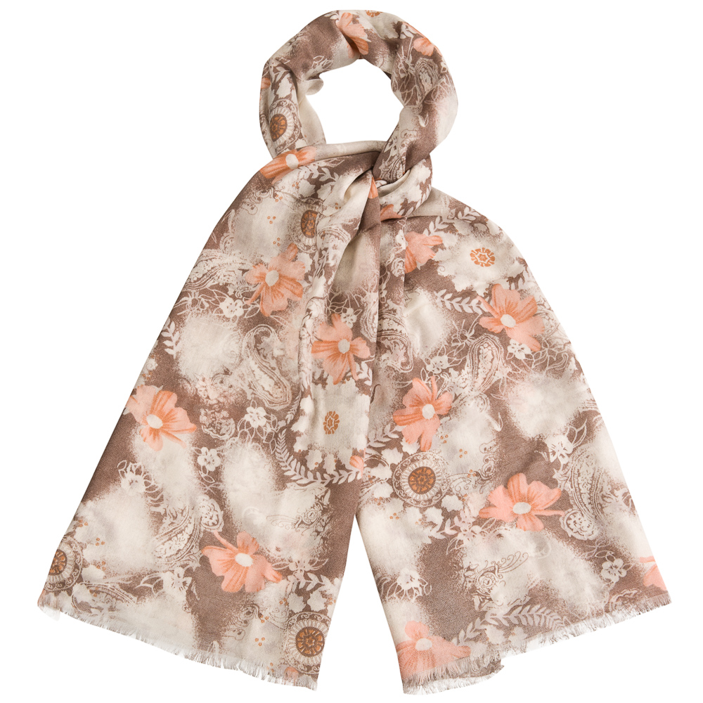 Женский шарф с нежным цветочным принтом из смеси шерсти и вискозы Dr.Koffer S810463-158-06