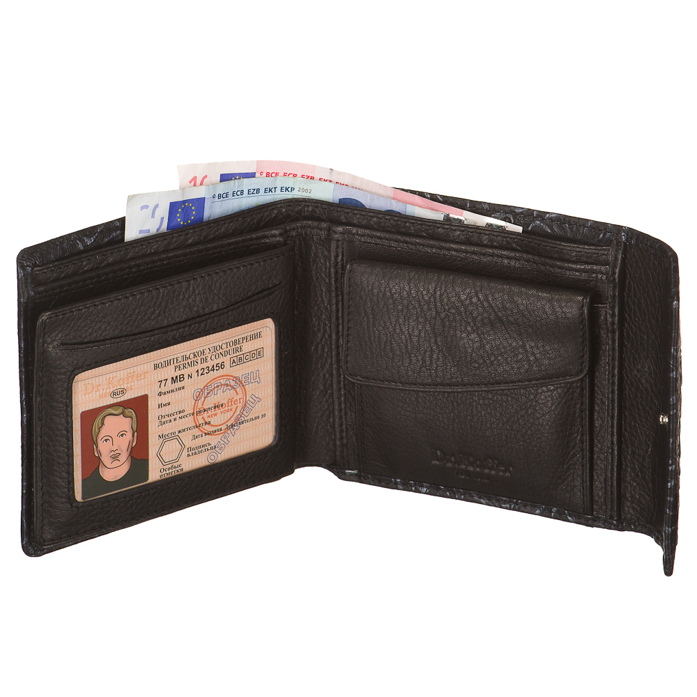 Портмоне Dr.Koffer из натуральной кожи черное