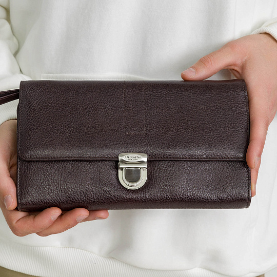 Сумка барсетка из натуральной кожи Dr. Koffer коричневая