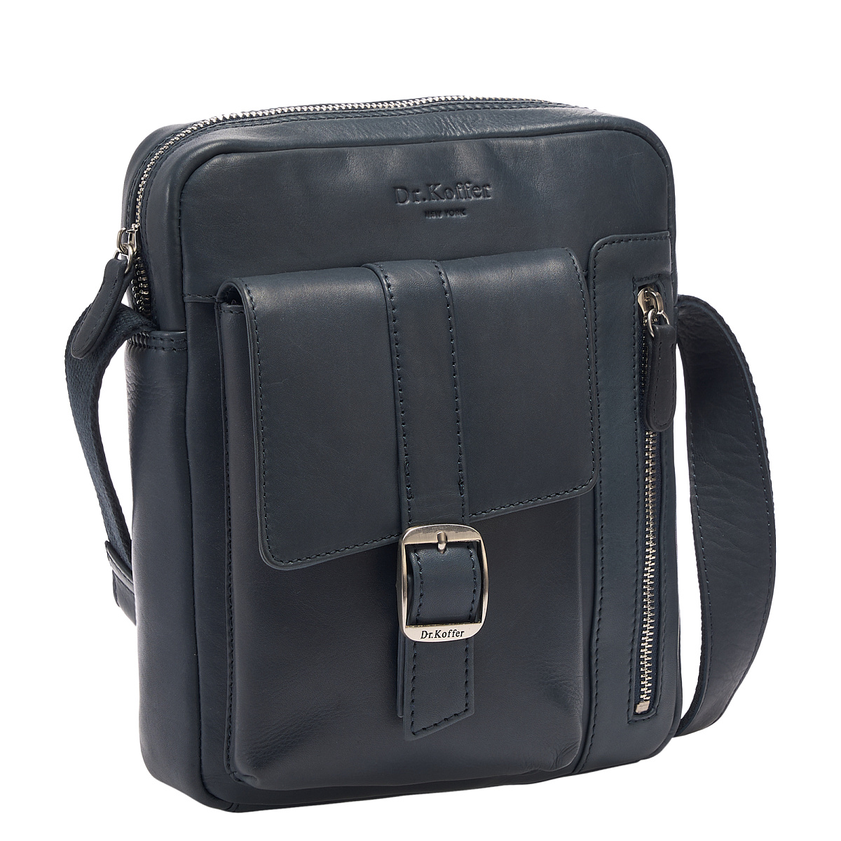 Сумка через плечо Dr.Koffer из натуральной кожи синяя