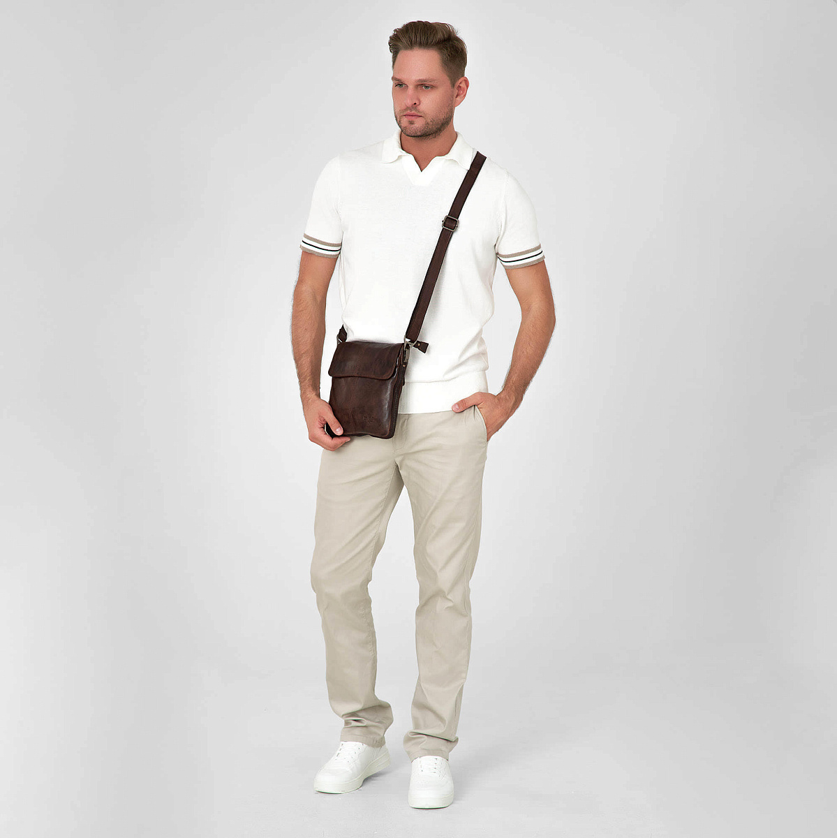 Сумка через плечо Dr.Koffer из натуральной кожи коричневая