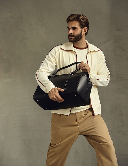 Сумка дорожная саквояж Dr.Koffer из натуральной кожи черный