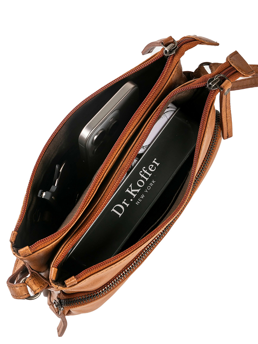 Сумка через плечо Dr.Koffer из натуральной кожи коричневая