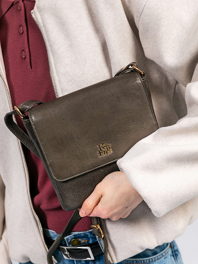 Женская сумка Dr. Koffer из натуральной кожи серая