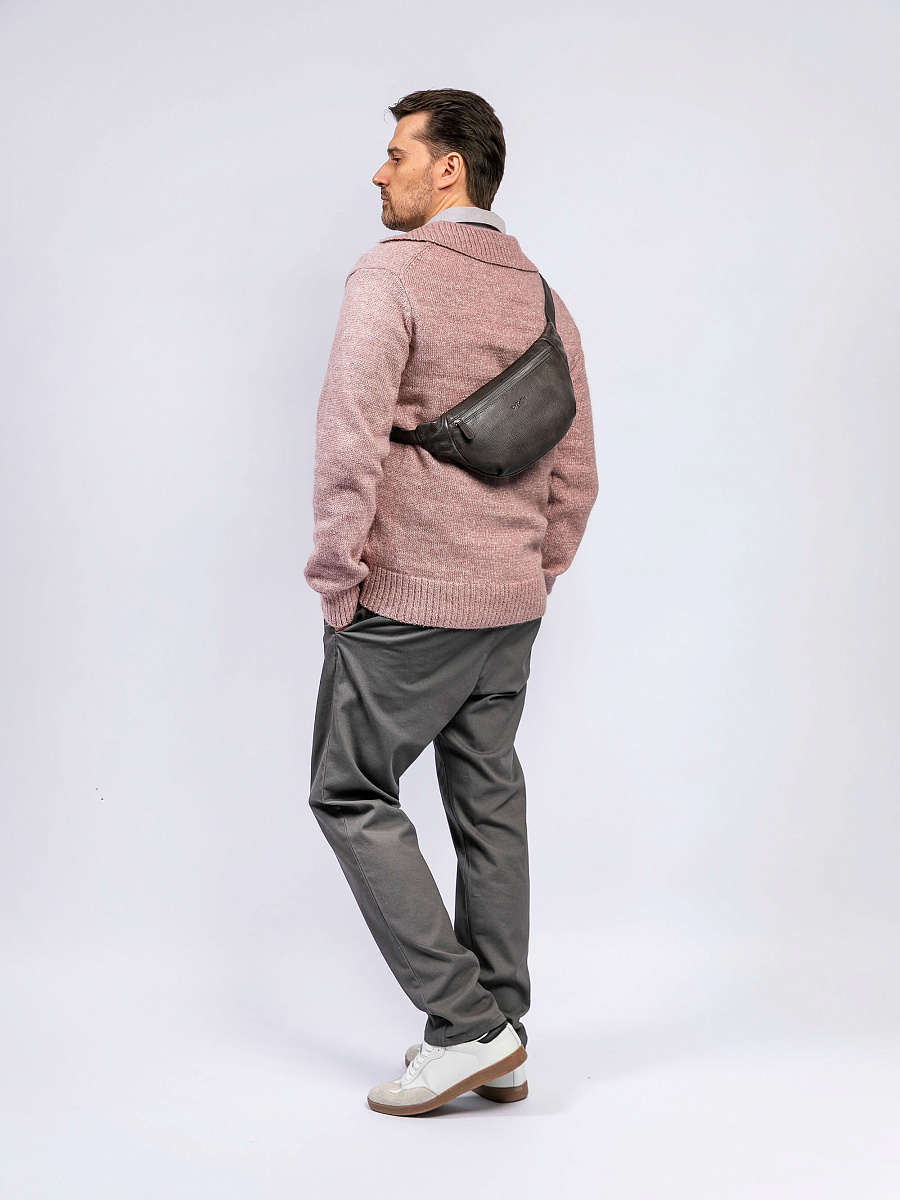 Сумка на пояс Dr. Koffer из натуральной кожи серая