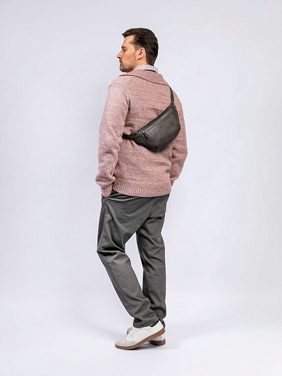 Сумка на пояс Dr. Koffer из натуральной кожи серая