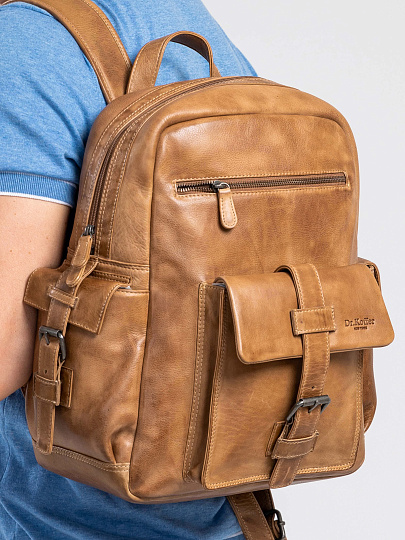 Рюкзак Dr.Koffer из натуральной кожи бежевый