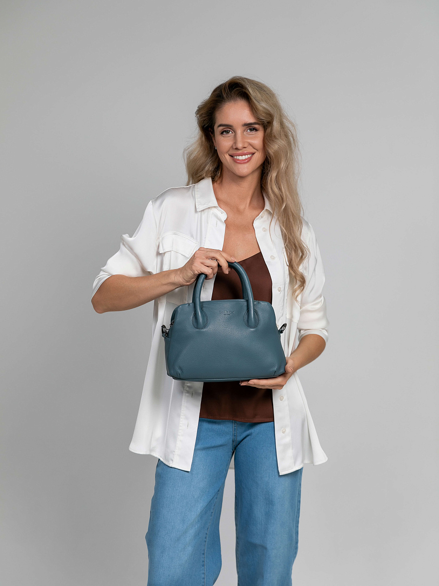 Женская сумка Dr.Koffer из натуральной кожи голубая