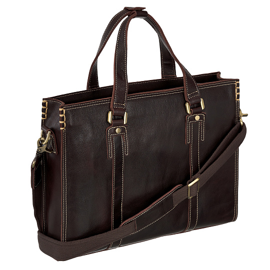 Деловая сумка Dr.Koffer из натуральной кожи темно-коричневая