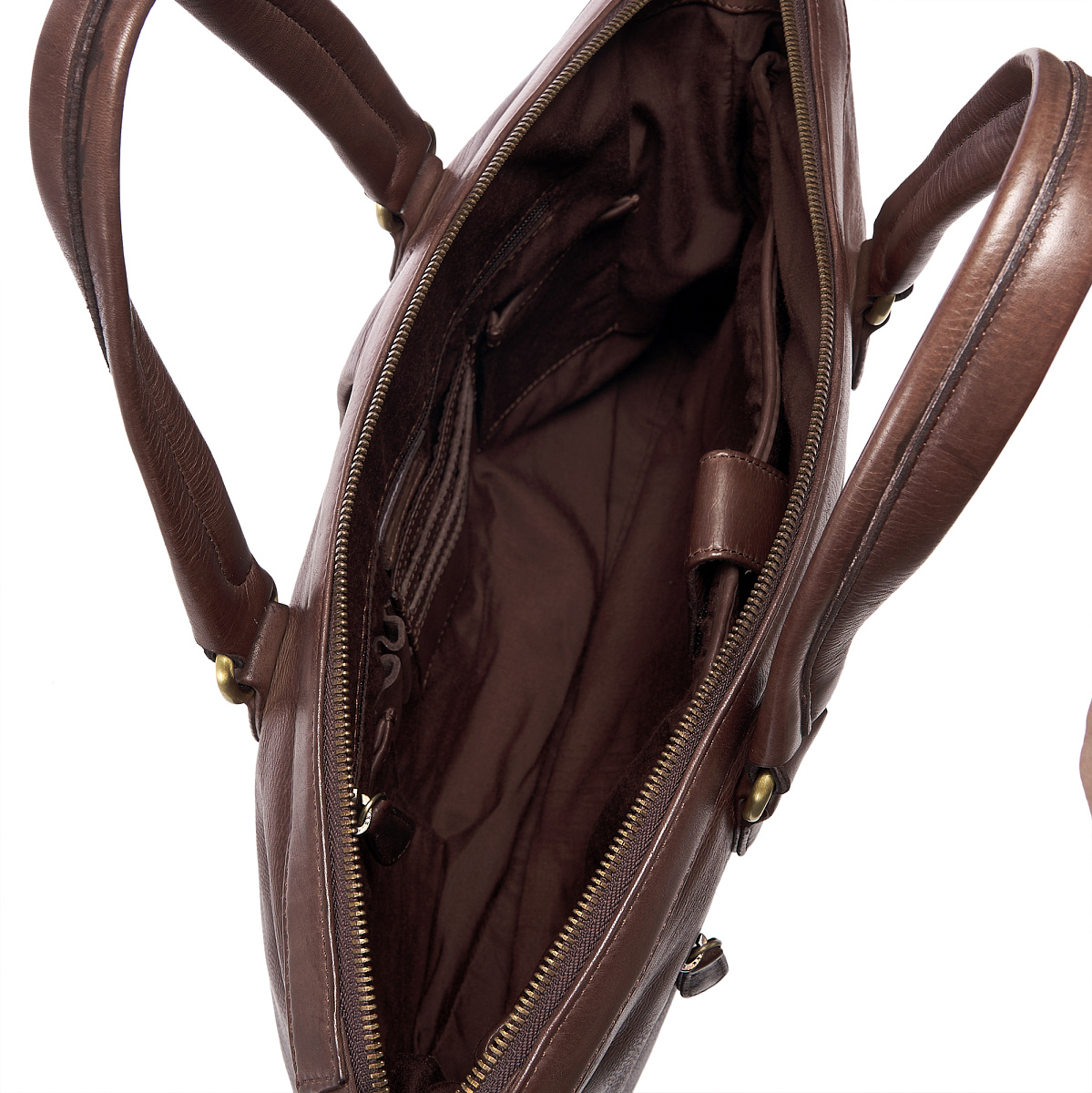 Деловая сумка Dr.Koffer из натуральной кожи темно-коричневая