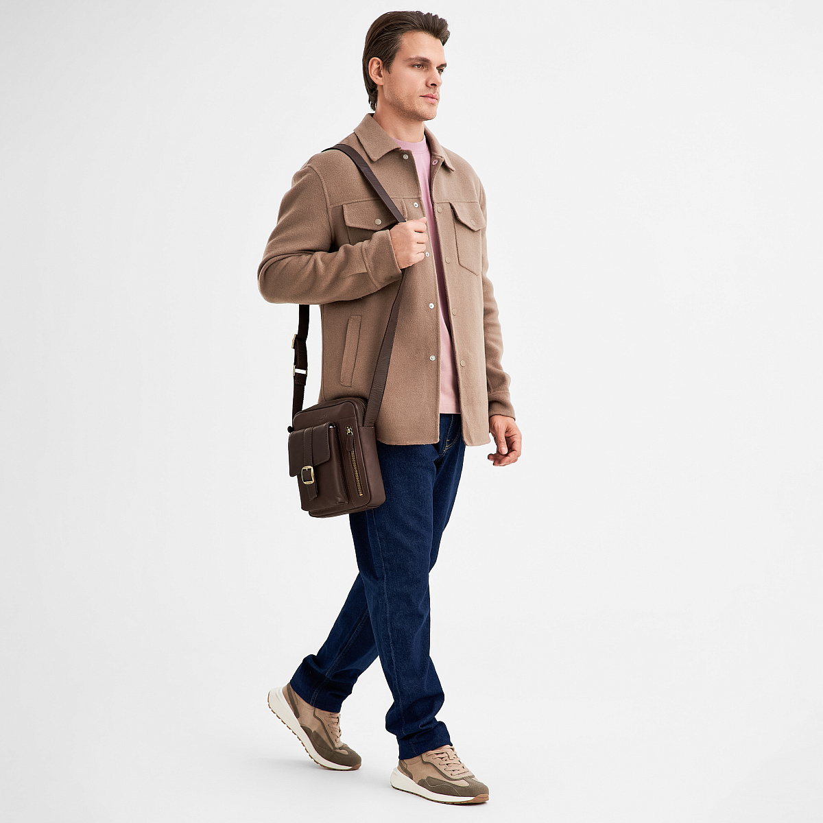 Сумка через плечо Dr.Koffer из натуральной кожи коричневая