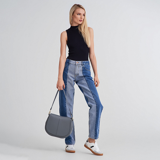 Женская сумка  Dr. Koffer из натуральной кожи серая