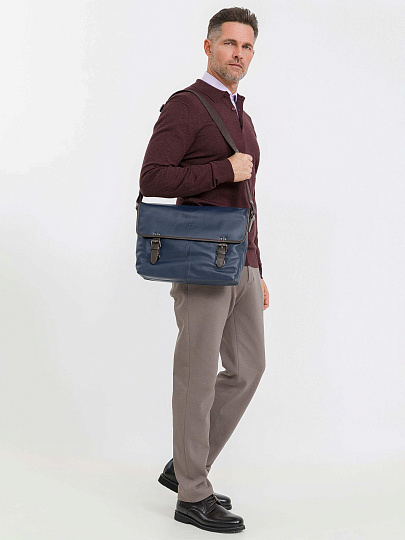 Сумка через плечо Dr.Koffer из натуральной кожи синяя