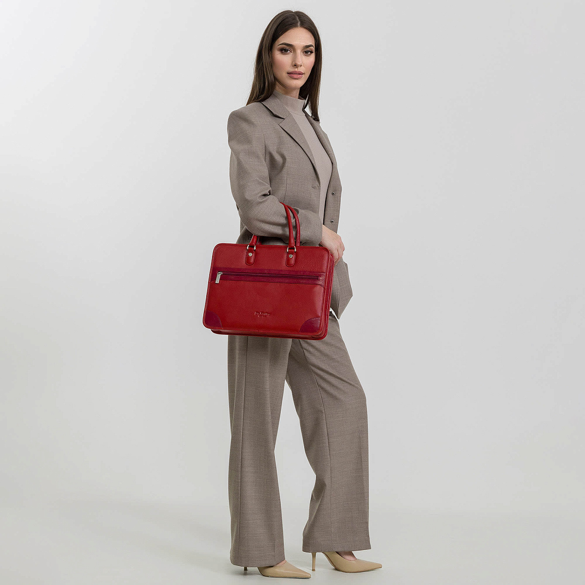 Деловая сумка Dr.Koffer из натуральной кожи красная