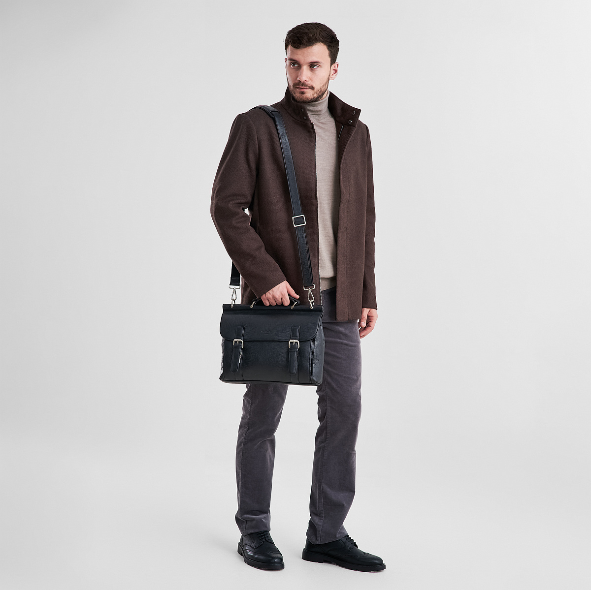 Портфель Dr.Koffer из натуральной кожи черный