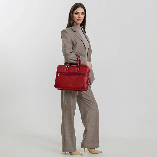 Деловая сумка Dr.Koffer из натуральной кожи красная