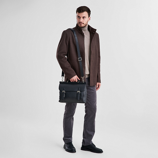 Портфель Dr.Koffer из натуральной кожи черный