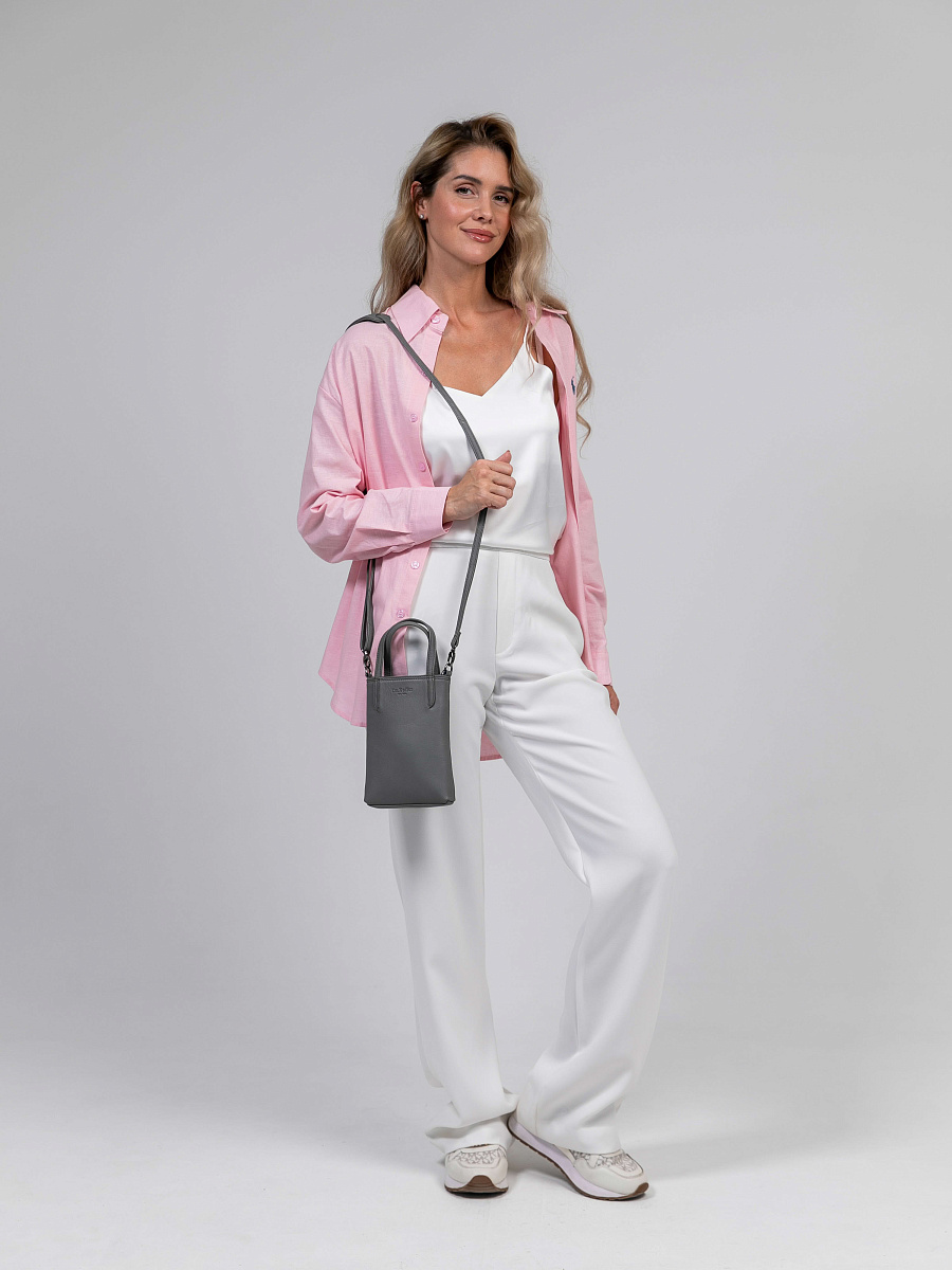 Сумка через плечо Dr.Koffer из натуральной кожи серая