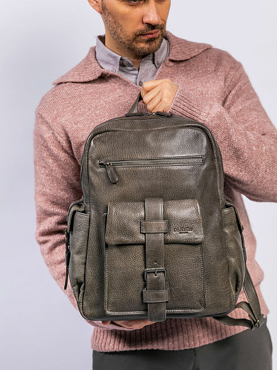 Рюкзак Dr. Koffer из натуральной кожи серый