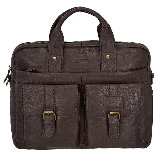 Деловая сумка Dr.Koffer из натуральной кожи темно-коричневая