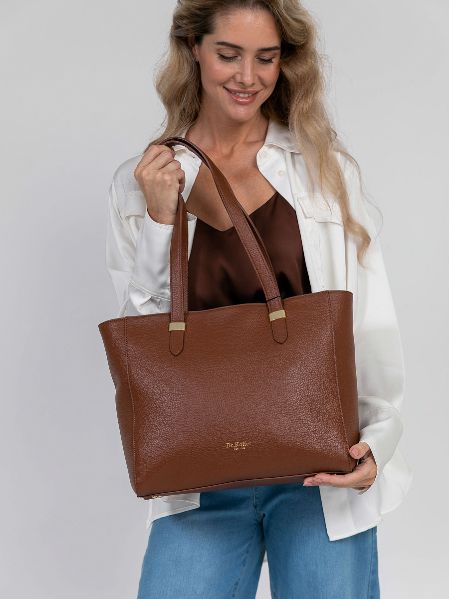 Женская сумка Dr.Koffer из натуральной кожи серая