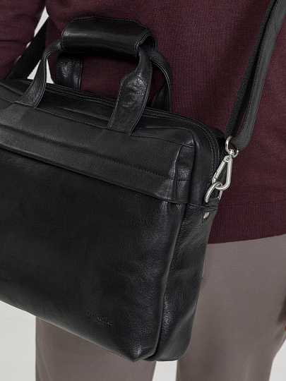 Деловая сумка Dr.Koffer из натуральной кожи черная