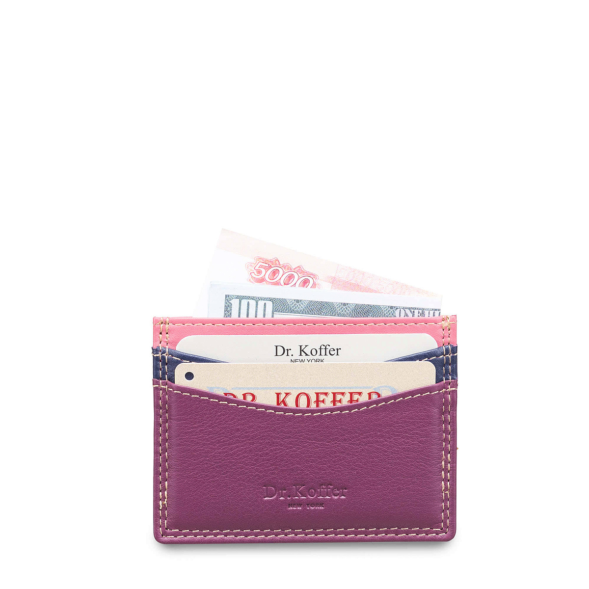 Кредитница Dr.Koffer из натуральной кожи фиолетовая