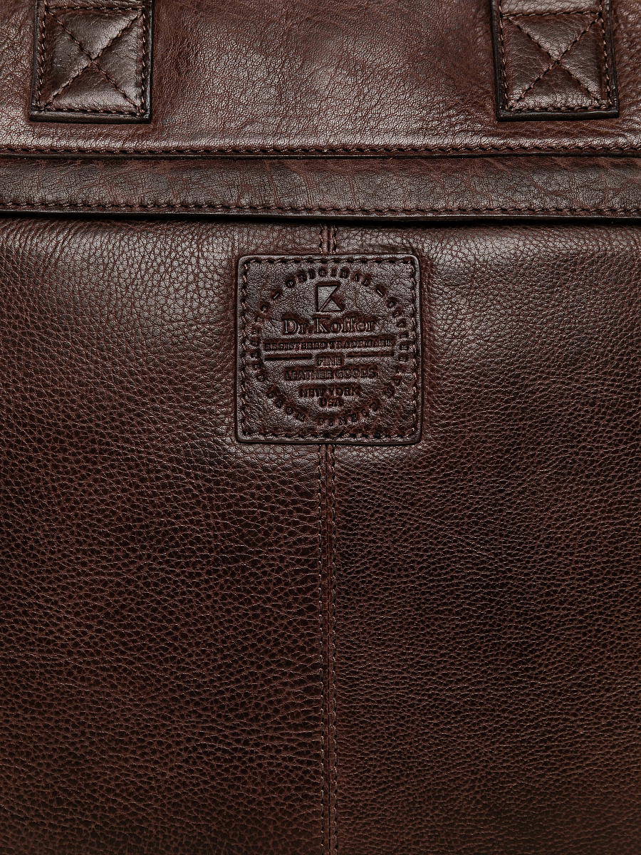 Деловая сумка Dr.Koffer из натуральной кожи темно-коричневая