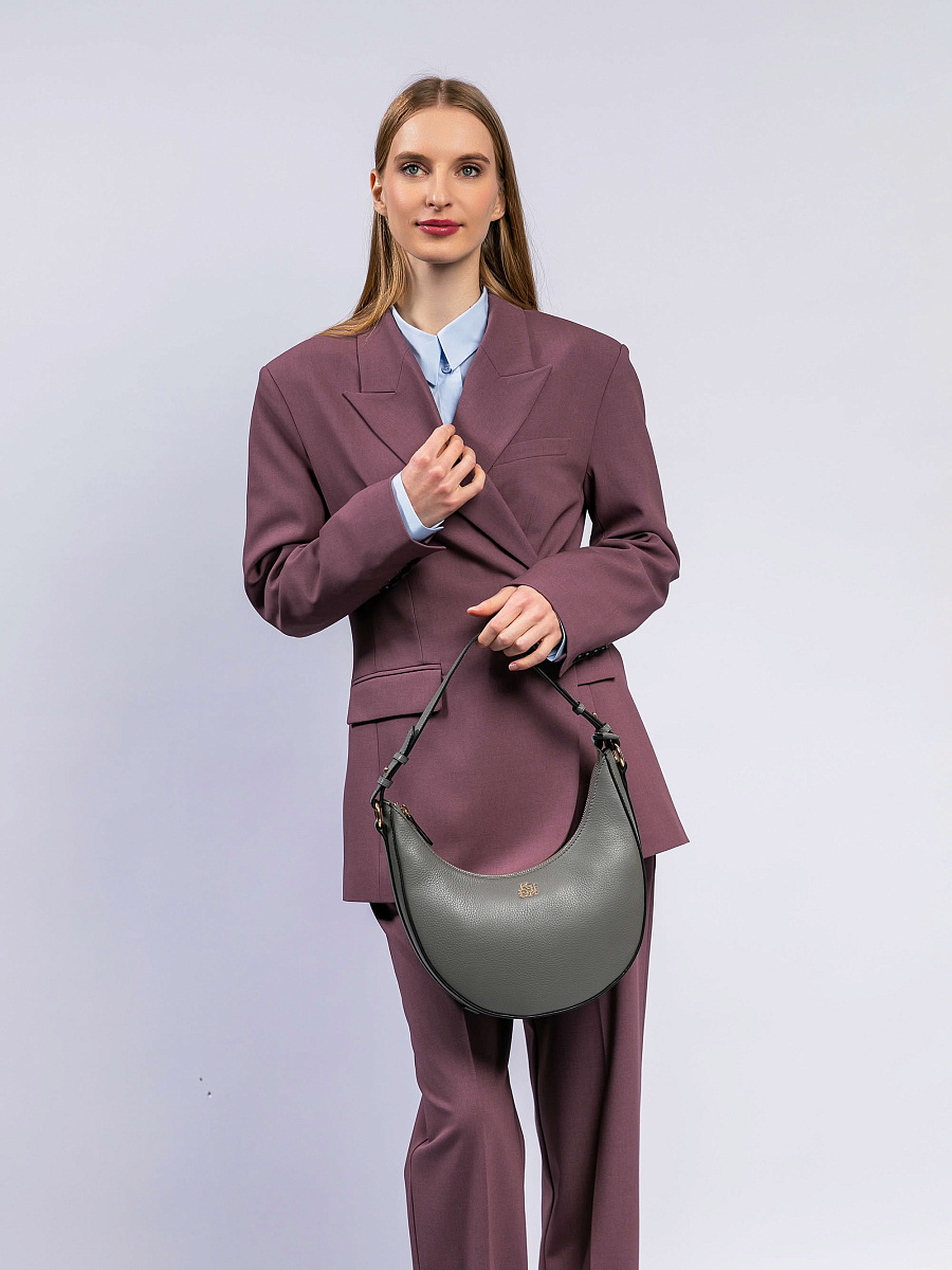 Женская сумка Dr. Koffer из натуральной кожи серая