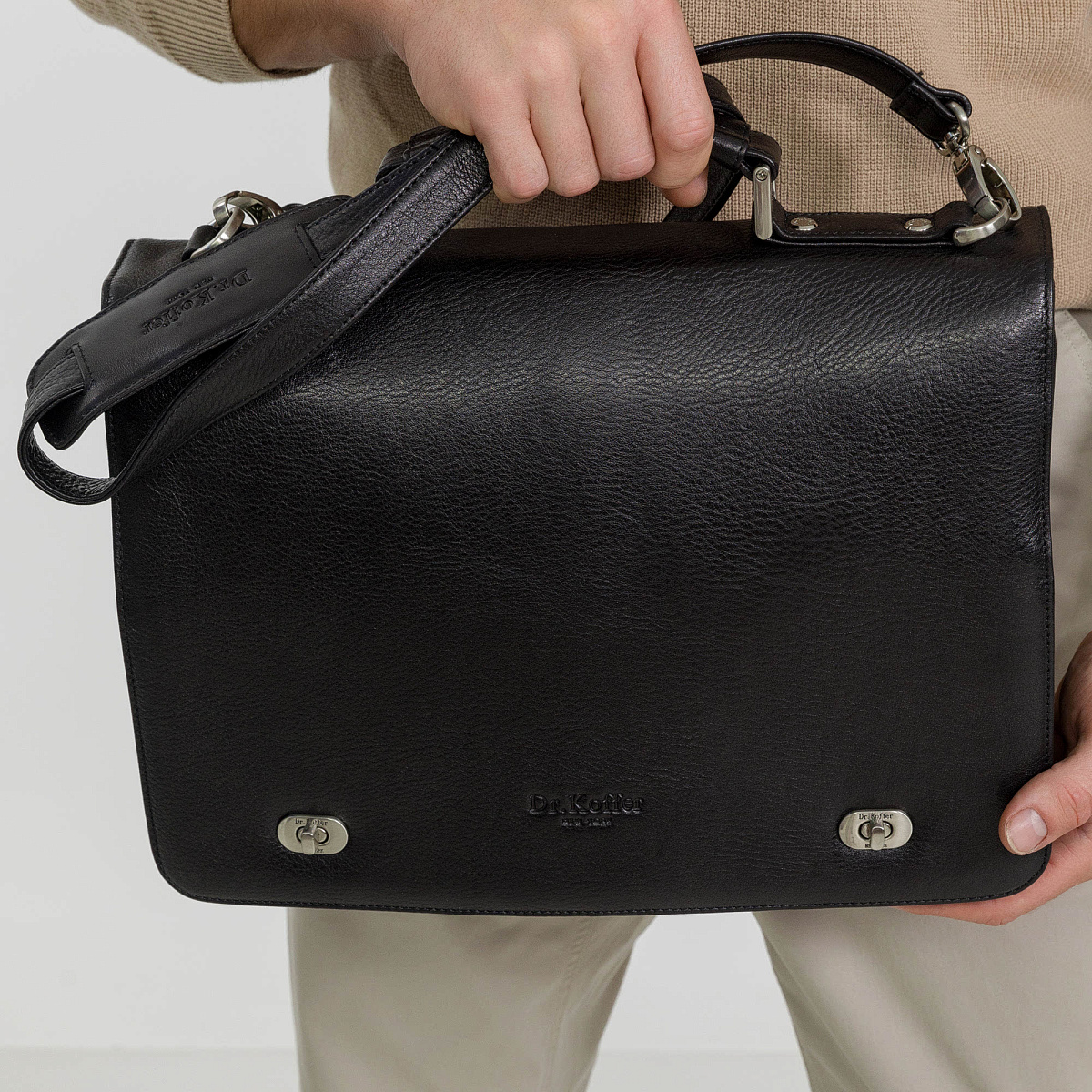 Портфель Dr.Koffer из натуральной кожи черный