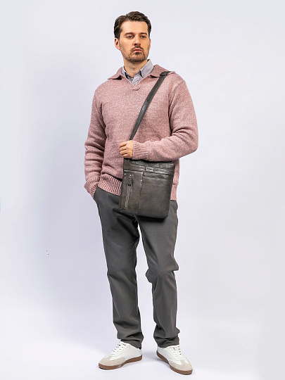 Сумка через плечо Dr. Koffer из натуральной кожи серая