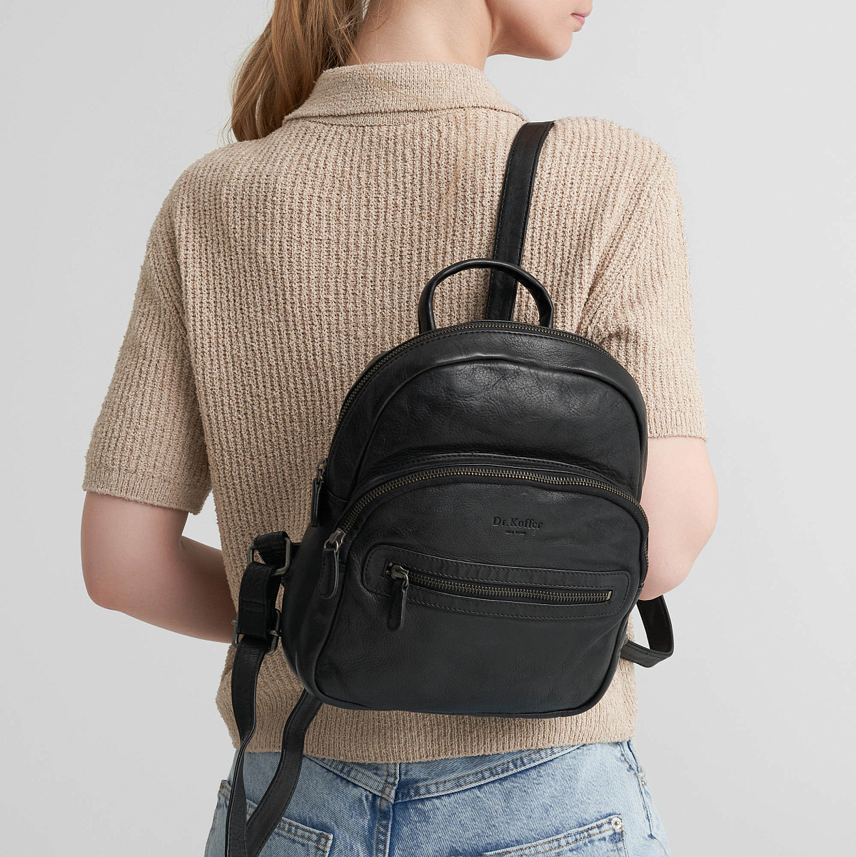 Рюкзак Dr.Koffer из натуральной кожи черный