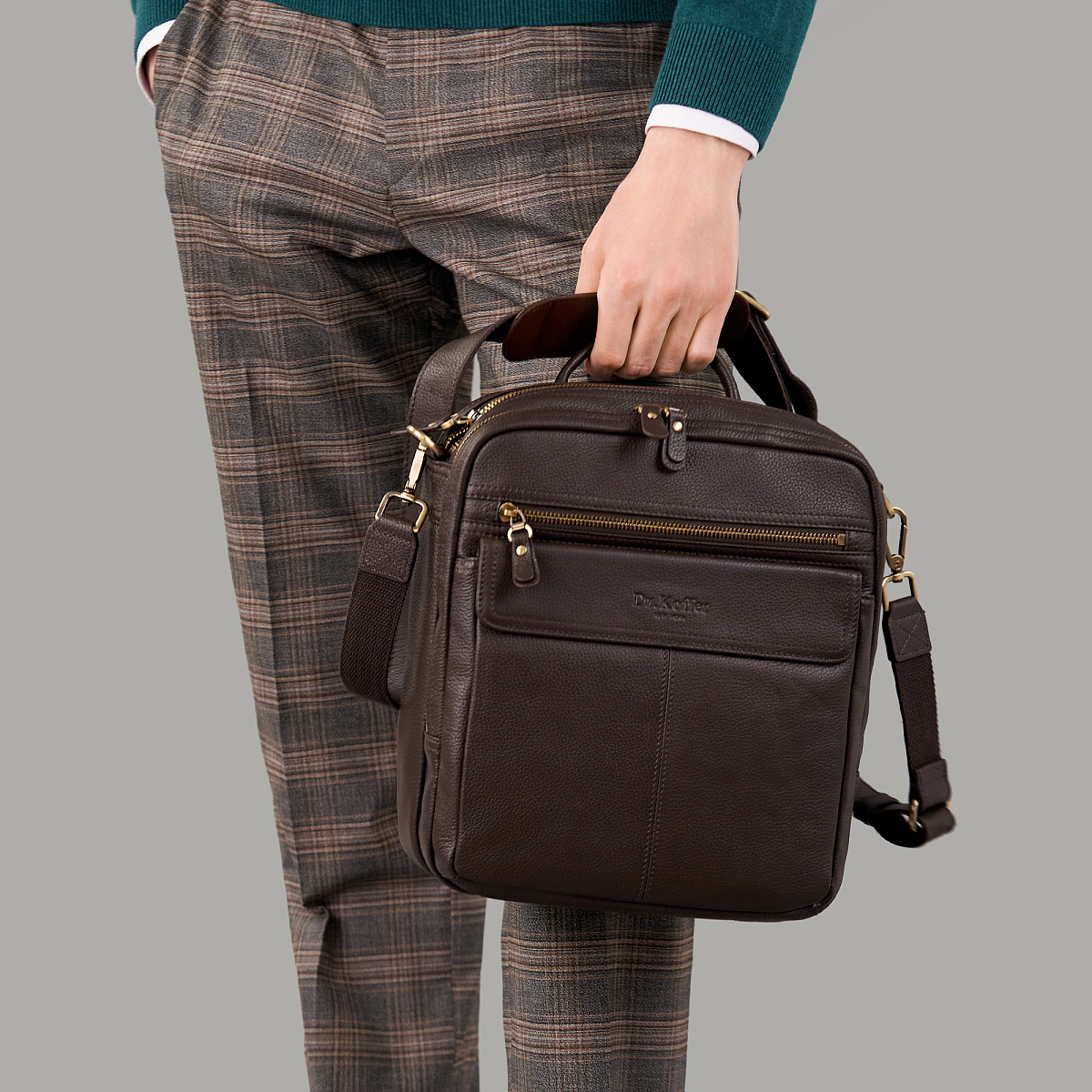 Сумка через плечо Dr.Koffer из натуральной кожи коричневая