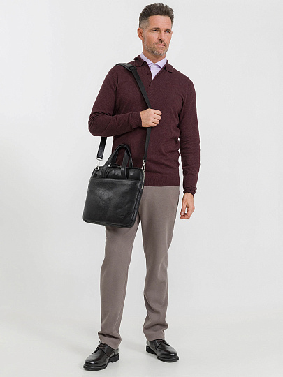 Деловая сумка Dr.Koffer из натуральной кожи черная