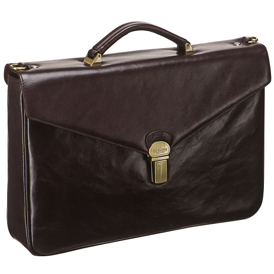 Портфель Dr.Koffer из натуральной кожи темно-коричневый