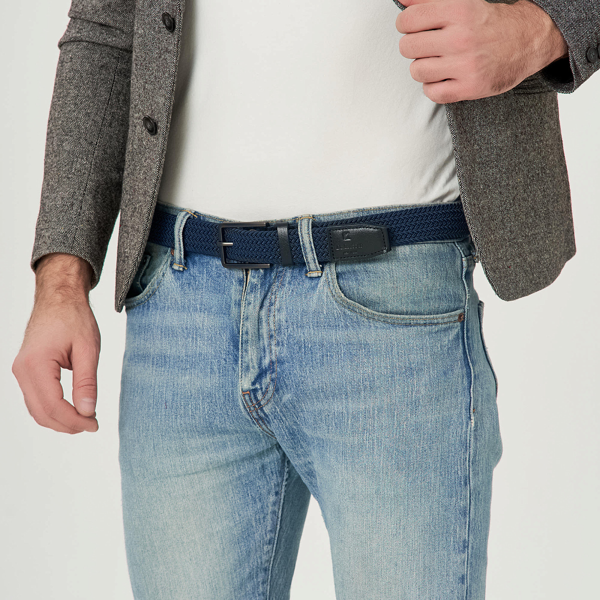 Ремень Dr.Koffer из натуральной кожи и текстиля синий