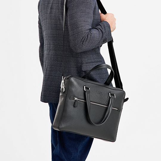 Деловая сумка Dr.Koffer из натуральной кожи черная