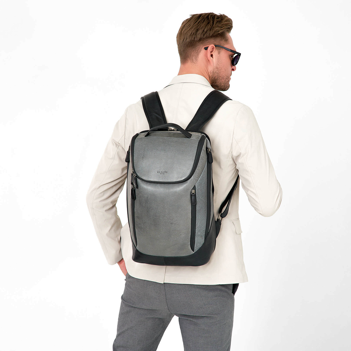 Рюкзак Dr.Koffer из натуральной кожи серый