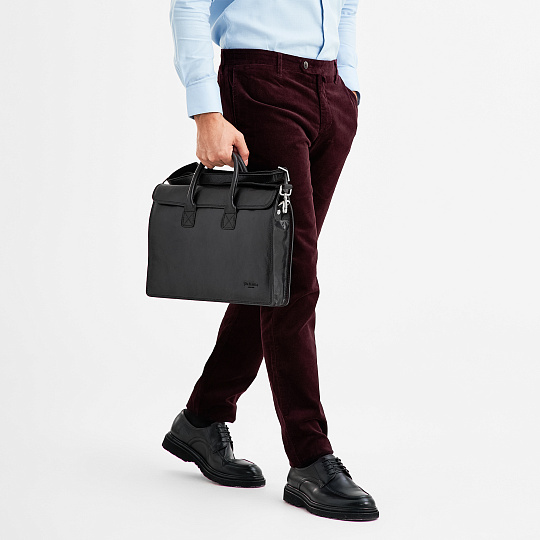 Деловая сумка Dr.Koffer из натуральной кожи черная